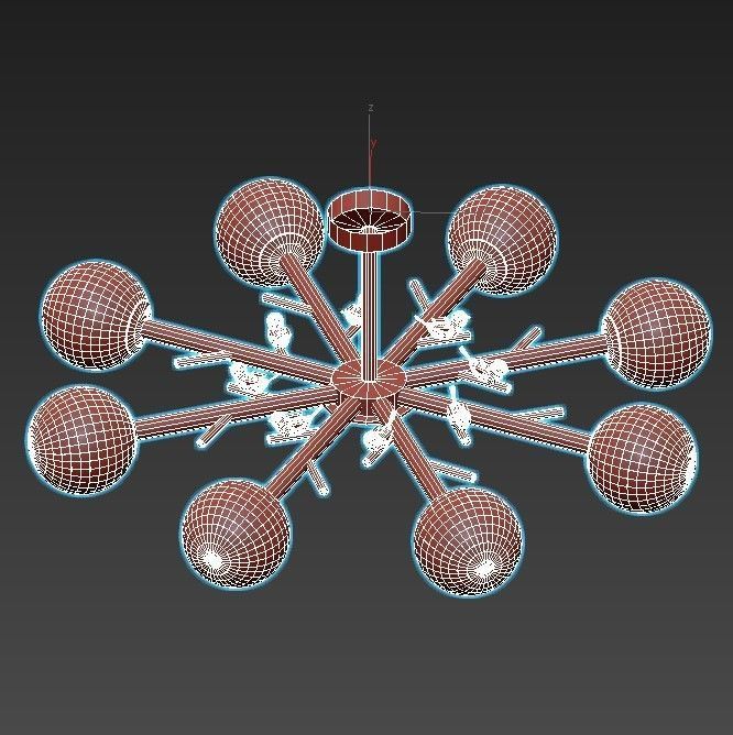 finch light fixture with six balls 3D model_5