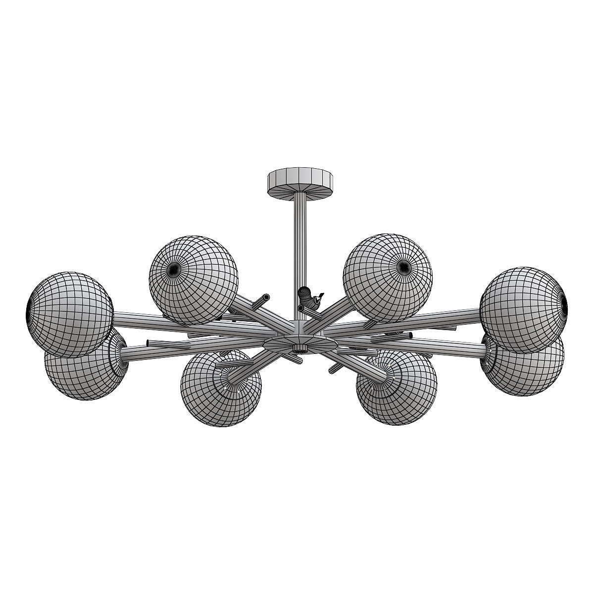 finch light fixture with six balls 3D model_1