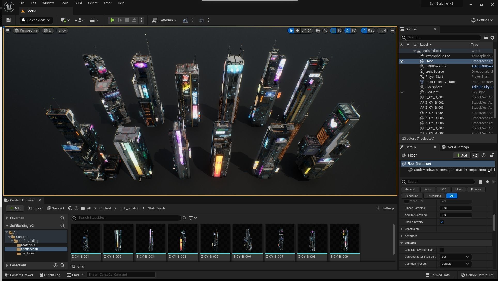 Scifi building Cyberpunk Futuristic building Kitbash Bundle 3D model_14