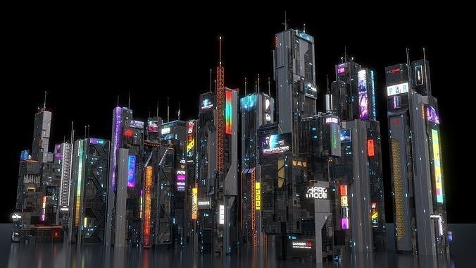 Scifi building Cyberpunk Futuristic building Kitbash Bundle 3D model 3