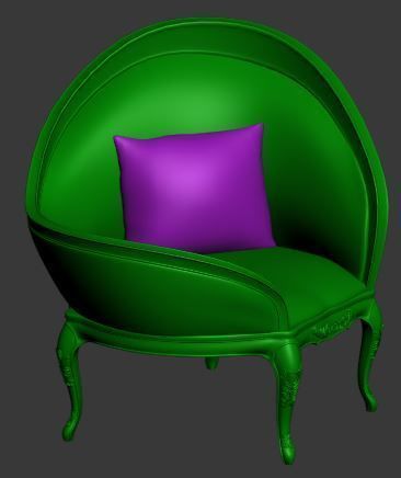 Classical sofa single seater Low-poly 3D model_8