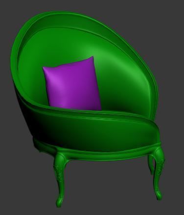 Classical sofa single seater Low-poly 3D model_9