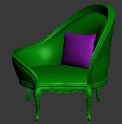 Classical sofa single seater Low-poly 3D model_6