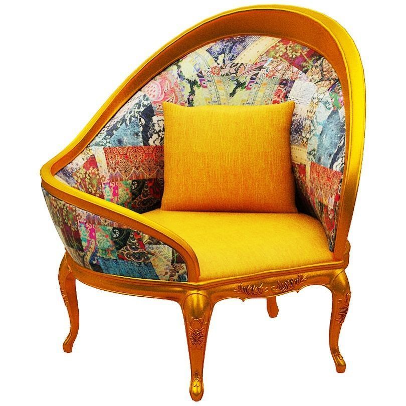 Classical sofa single seater Low-poly 3D model_1