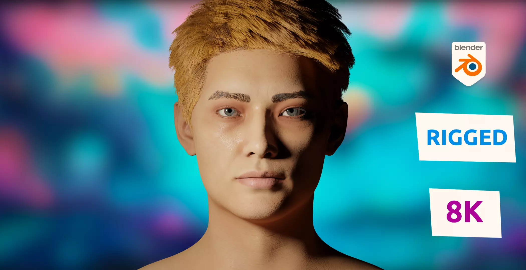 Hyun-Woo Korean realistic rigged Man Blender 3D model_0