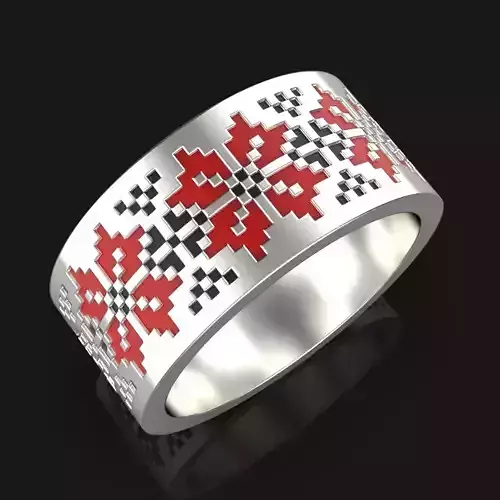 Silver rings with Ukrainian ornament