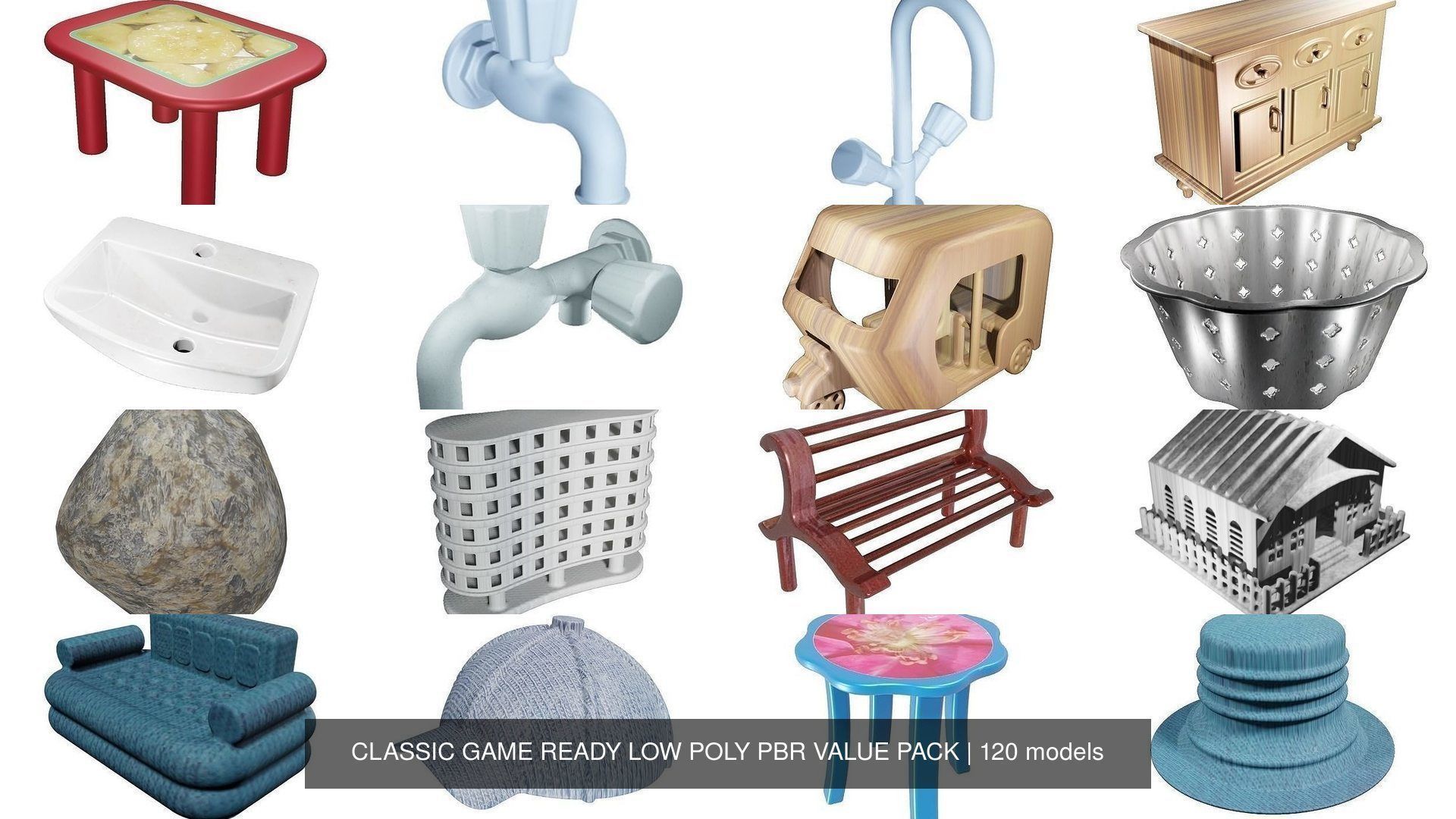 CLASSIC GAME READY LOW POLY PBR VALUE PACK 3D Model Collection_1