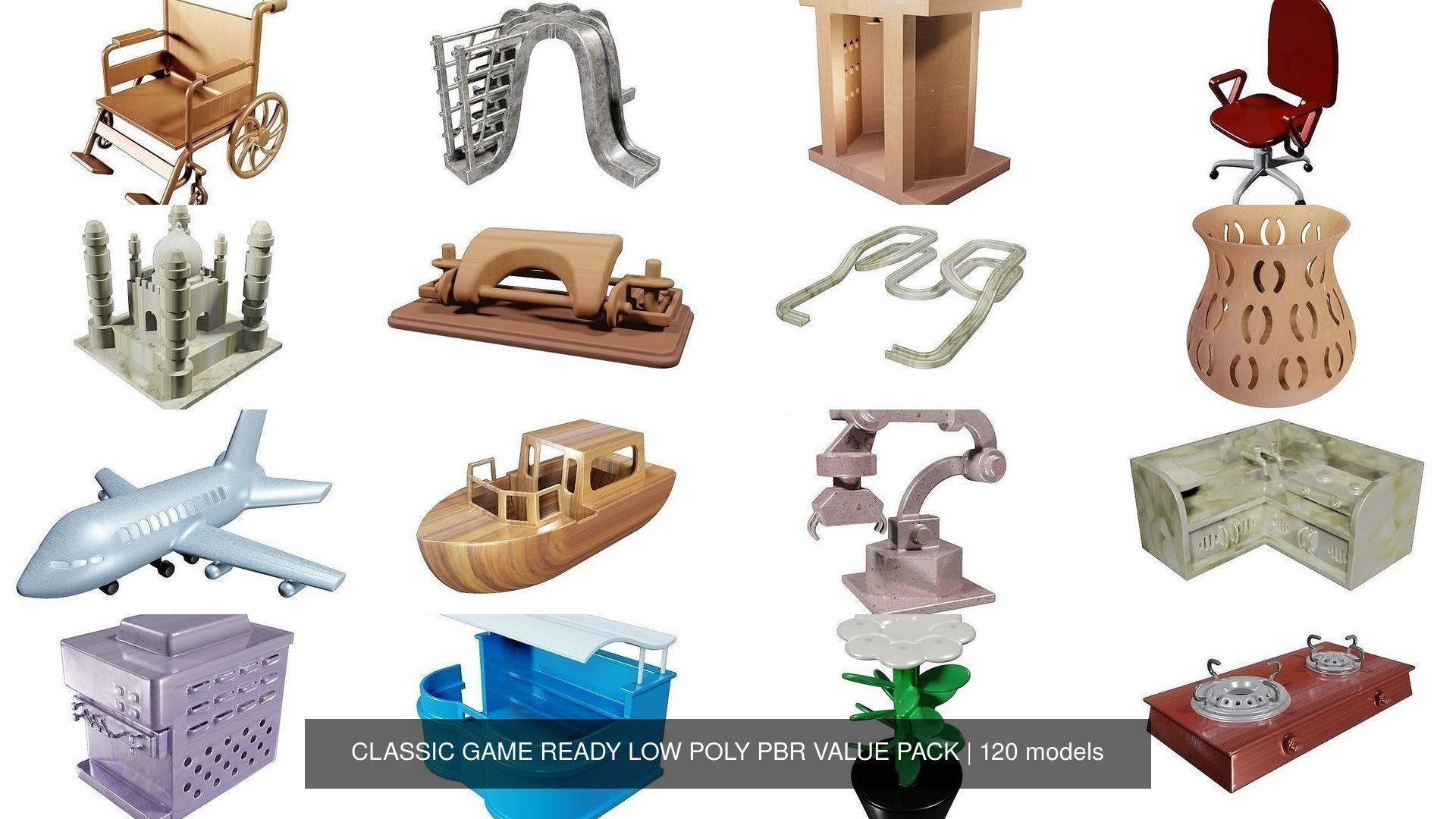 CLASSIC GAME READY LOW POLY PBR VALUE PACK 3D Model Collection_3