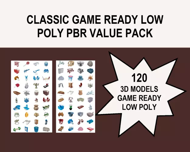 CLASSIC GAME READY LOW POLY PBR VALUE PACK 3D Model Collection_0