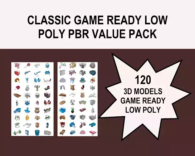 CLASSIC GAME READY LOW POLY PBR VALUE PACK 3D Model Collection