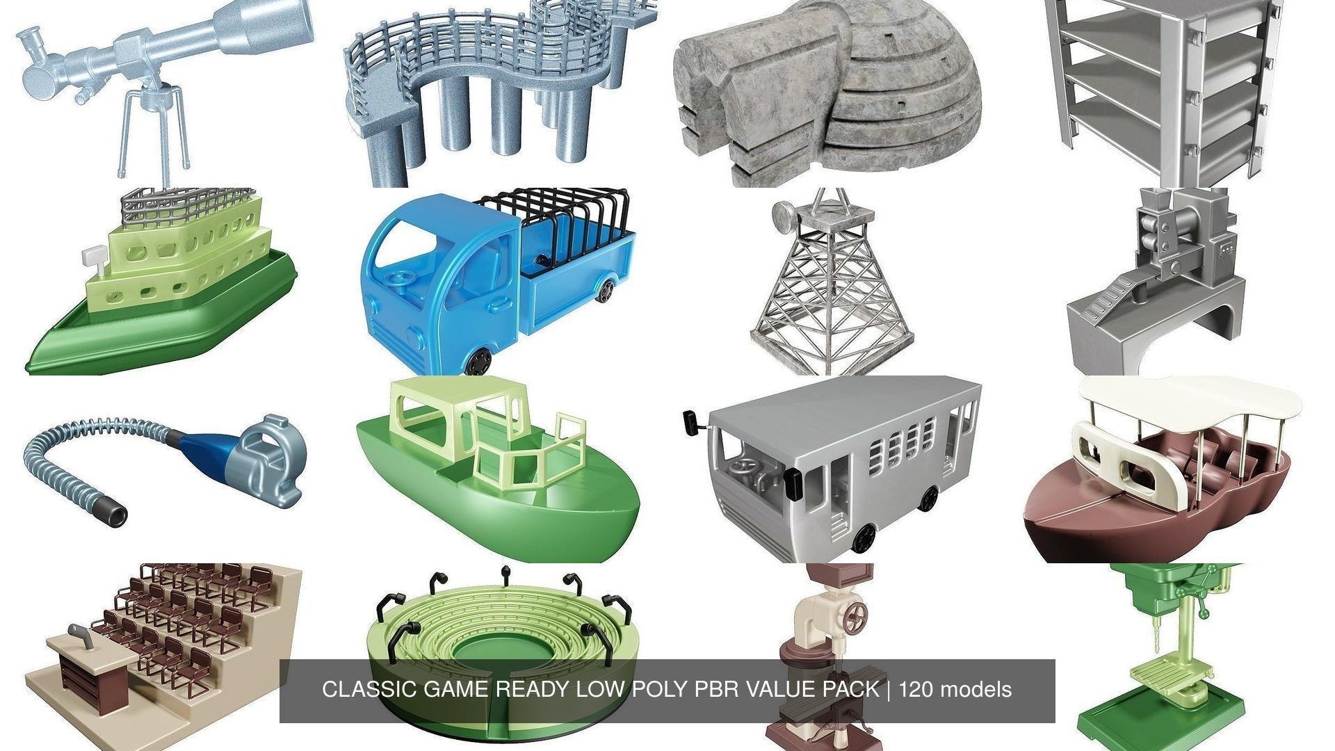 CLASSIC GAME READY LOW POLY PBR VALUE PACK 3D Model Collection_9