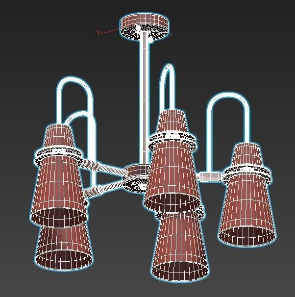 reinar-a five light chandelier gold 3D model_3