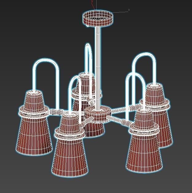 reinar-a five light chandelier gold 3D model_2