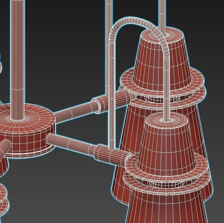 reinar-a five light chandelier gold 3D model_4