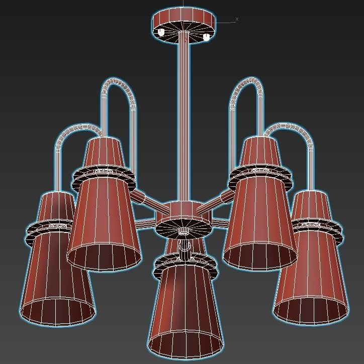 reinar-a five light chandelier gold 3D model_6