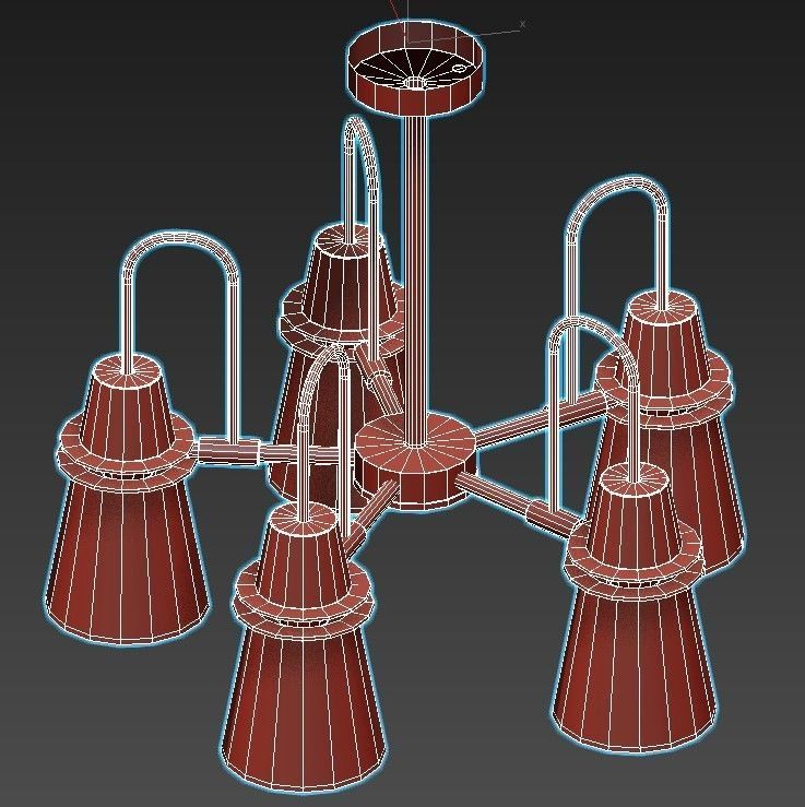 reinar-a five light chandelier gold 3D model_5