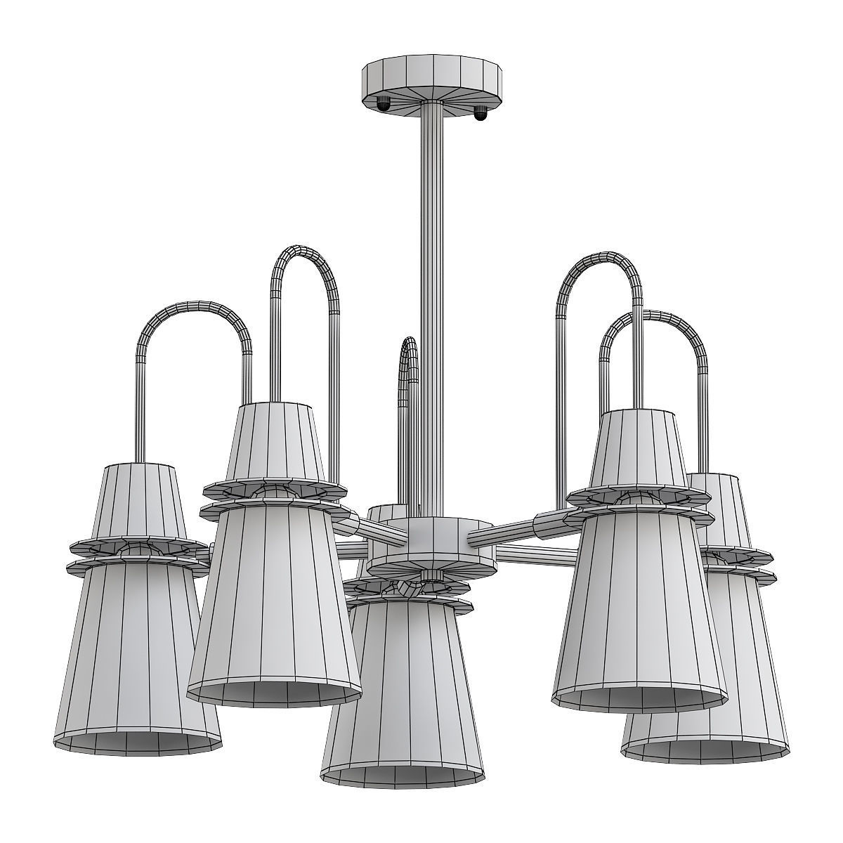 reinar-a five light chandelier gold 3D model_1