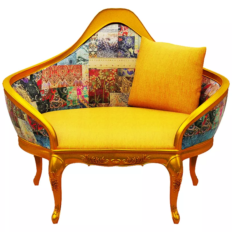 Classical sofa single seater Low-poly 3D model_0