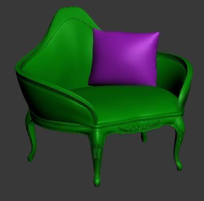 Classical sofa single seater Low-poly 3D model_8