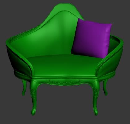 Classical sofa single seater Low-poly 3D model_7