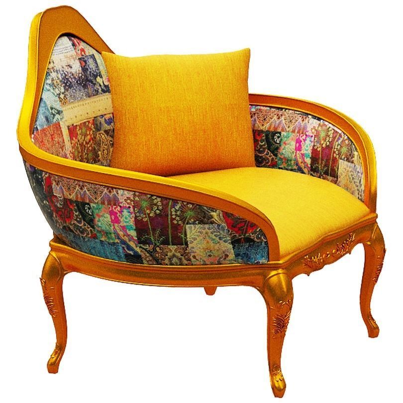 Classical sofa single seater Low-poly 3D model_2