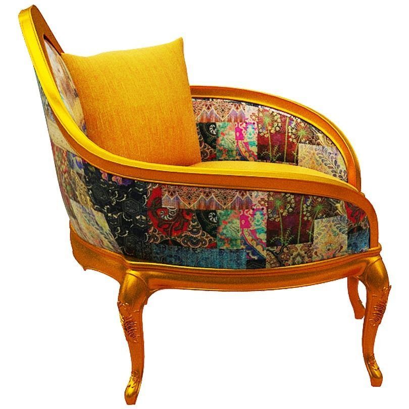 Classical sofa single seater Low-poly 3D model_3