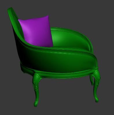 Classical sofa single seater Low-poly 3D model_10