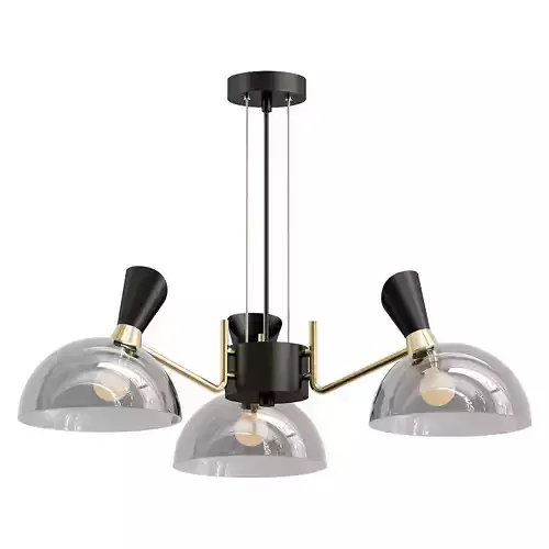 amanda three light chandelier in brass and clear glass