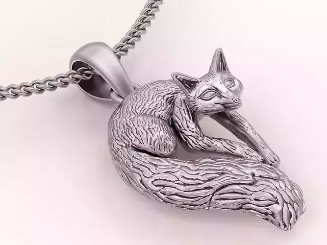 Fox pendant silver gold  printable jewelry 3D model
