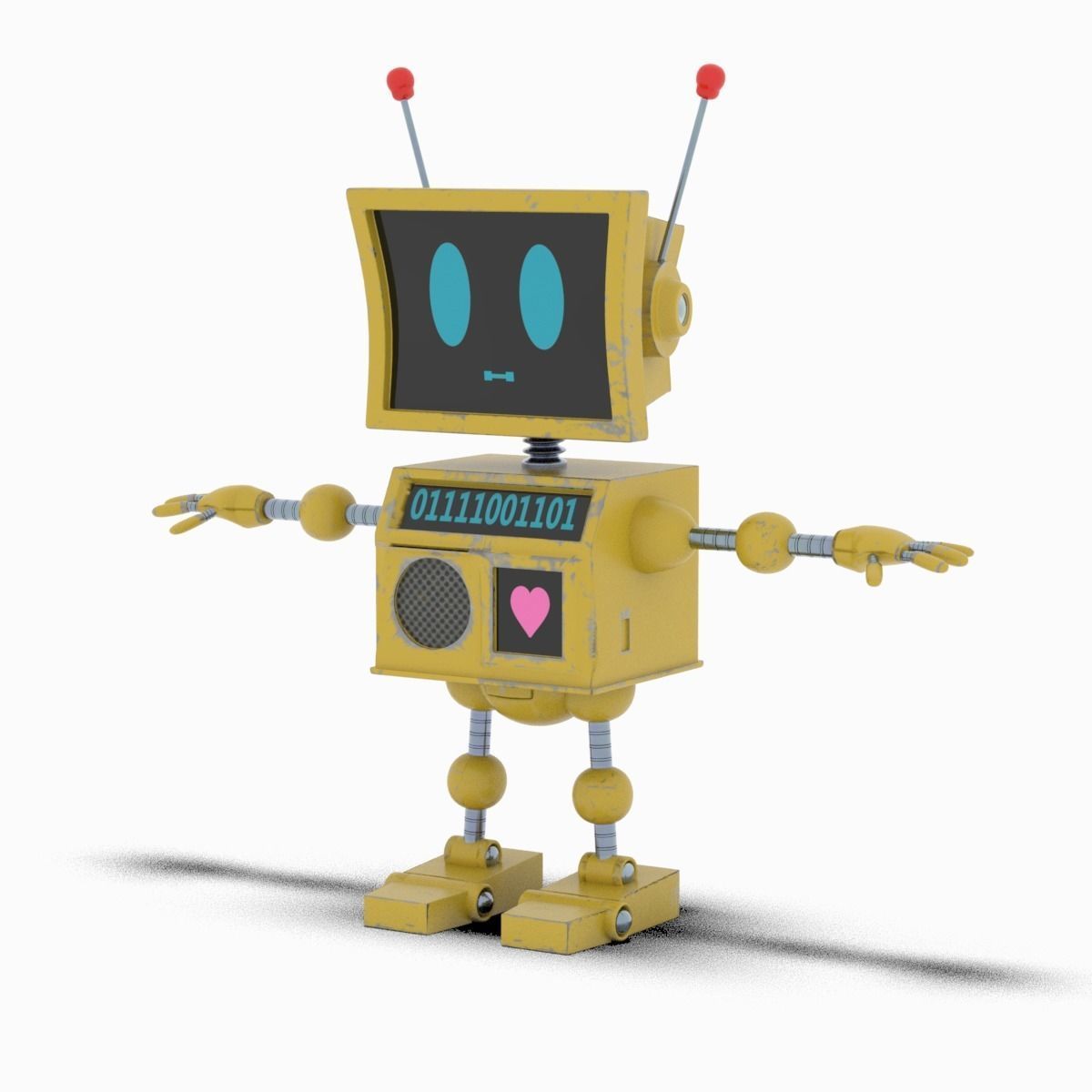 Cute Robot Low-poly 3D model_1