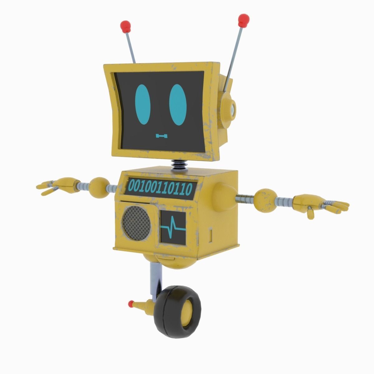 Cute Robot Low-poly 3D model_3