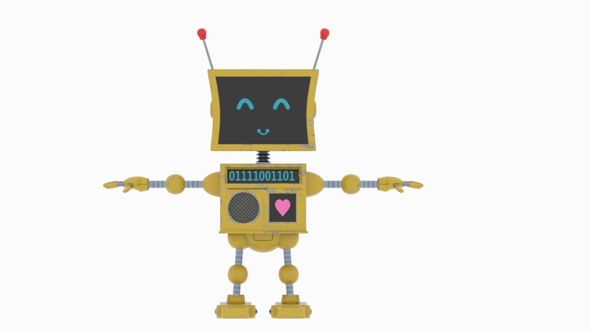 Cute Robot Low-poly 3D model_13