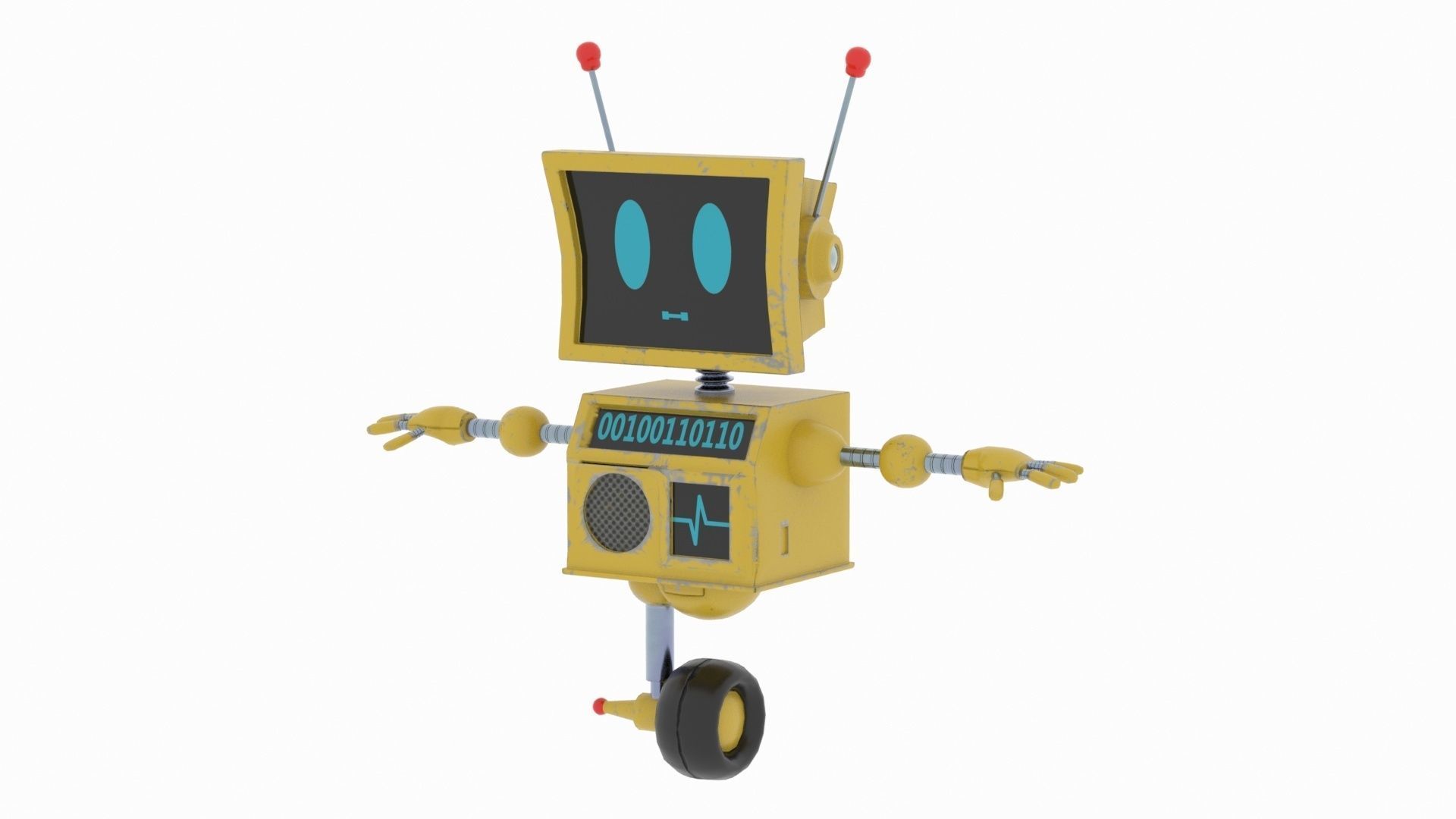 Cute Robot Low-poly 3D model_4