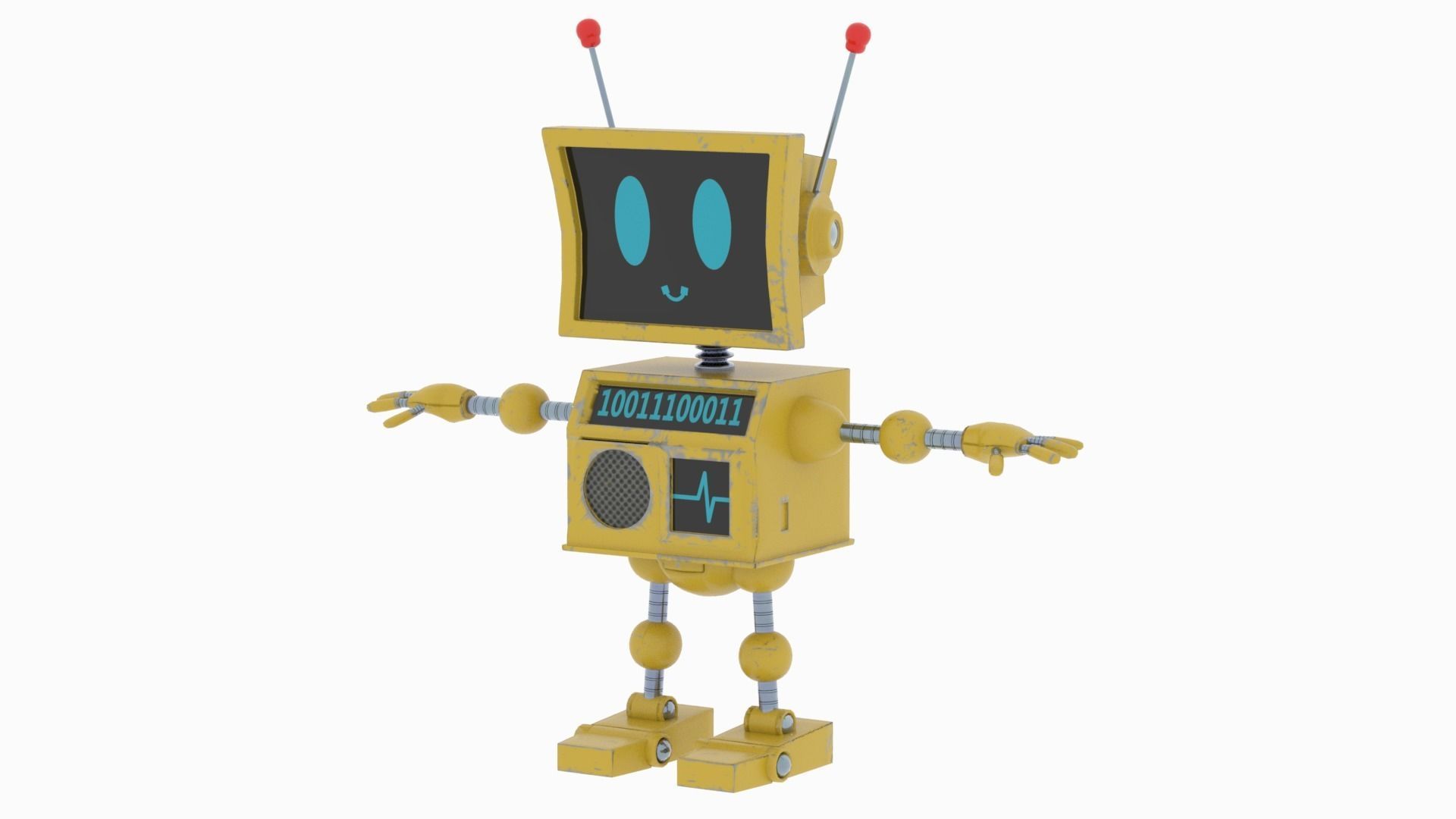 Cute Robot Low-poly 3D model_7