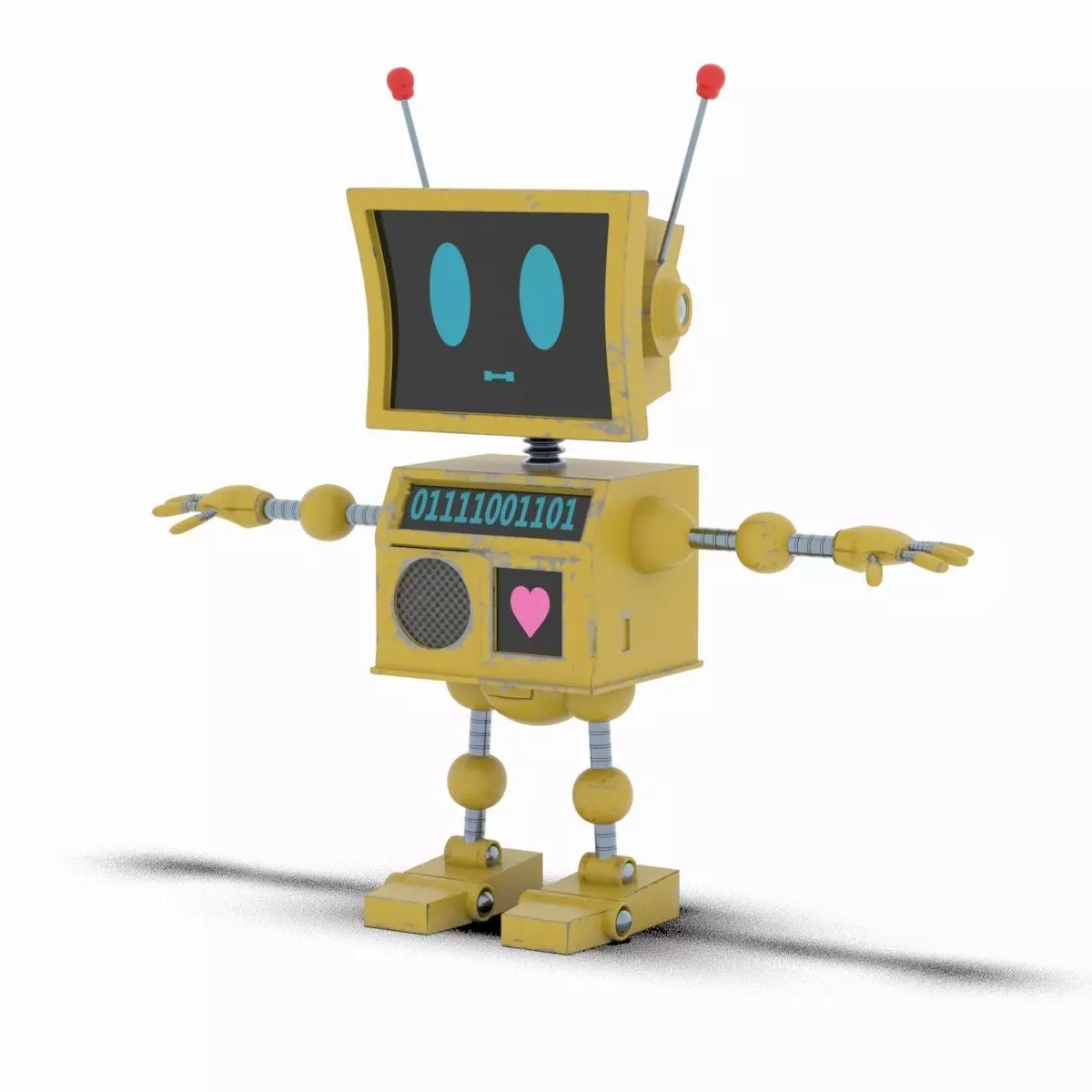 Cute Robot Low-poly 3D model_0