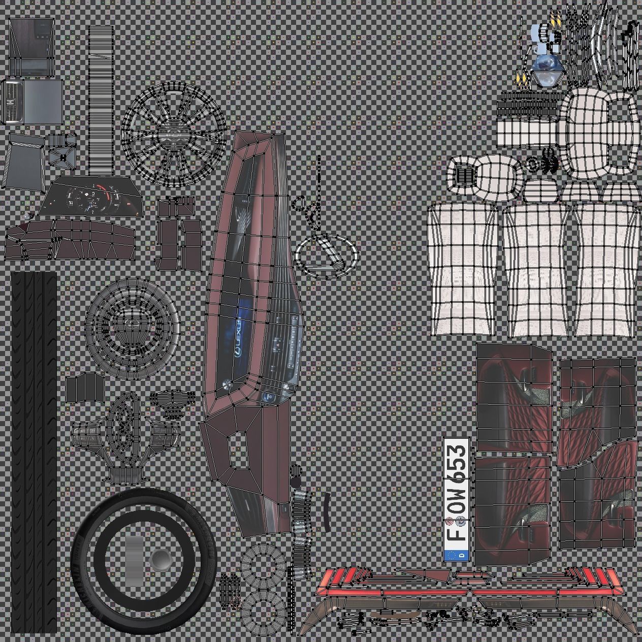 Lexus LS Low-poly 3D model_35