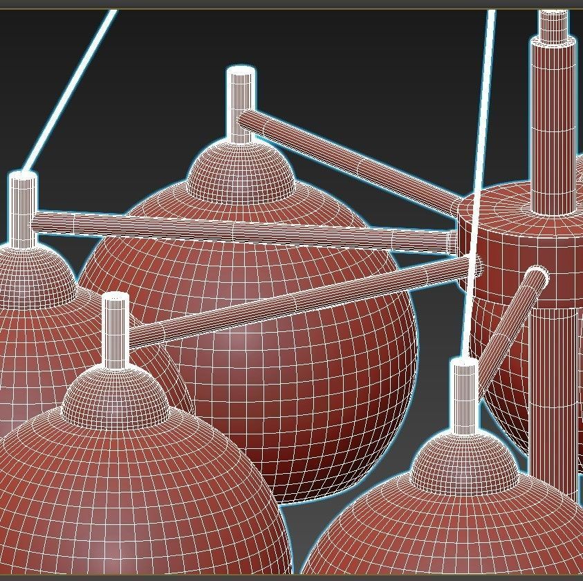 ETNAA chandelier with six glass globes hanging from gold meta... 3D model_4