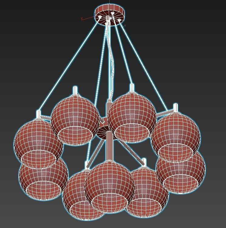 ETNAA chandelier with six glass globes hanging from gold meta... 3D model_6