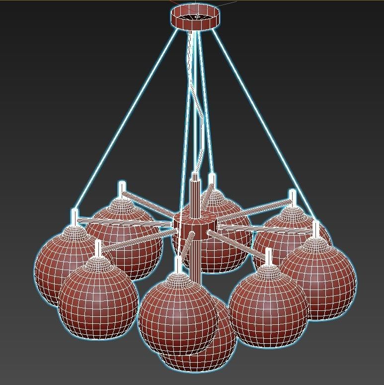 ETNAA chandelier with six glass globes hanging from gold meta... 3D model_5