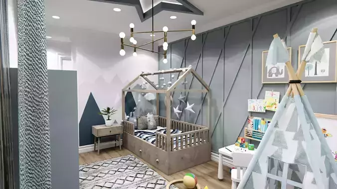 MODERN CHILD ROOM DESIGN FOR BOY SKETCHUP 2020