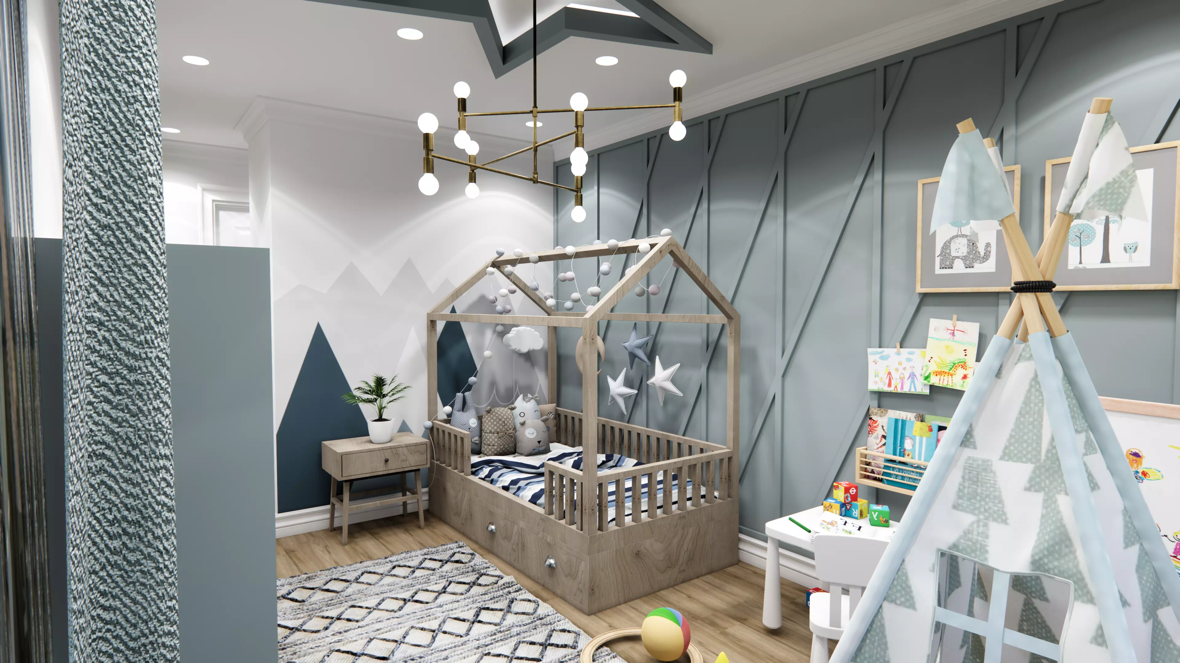 MODERN CHILD ROOM DESIGN FOR BOY SKETCHUP 2020 3D model_0