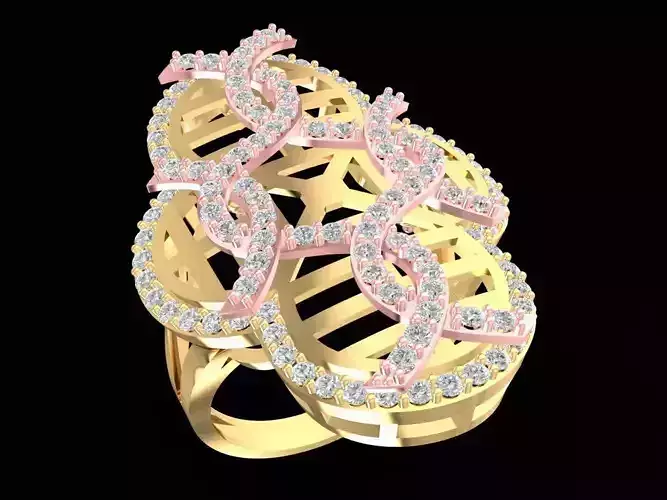Elegant Floral Twist Diamond Women Ring  3267 3D print model