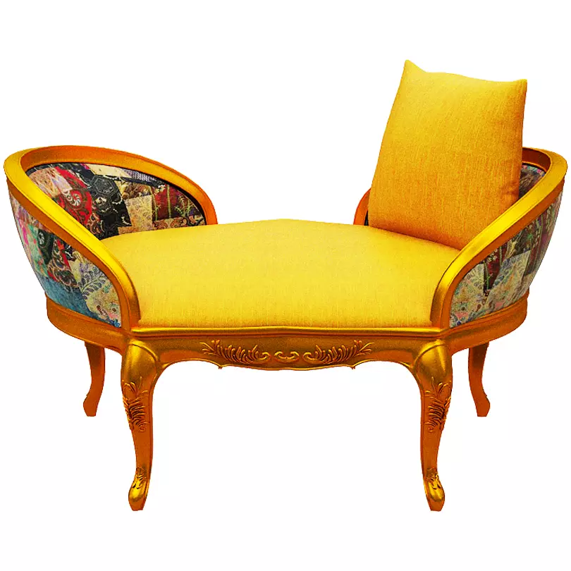 Classical sofa single seater Low-poly 3D model_0