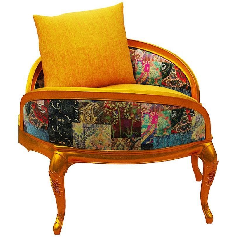 Classical sofa single seater Low-poly 3D model_5