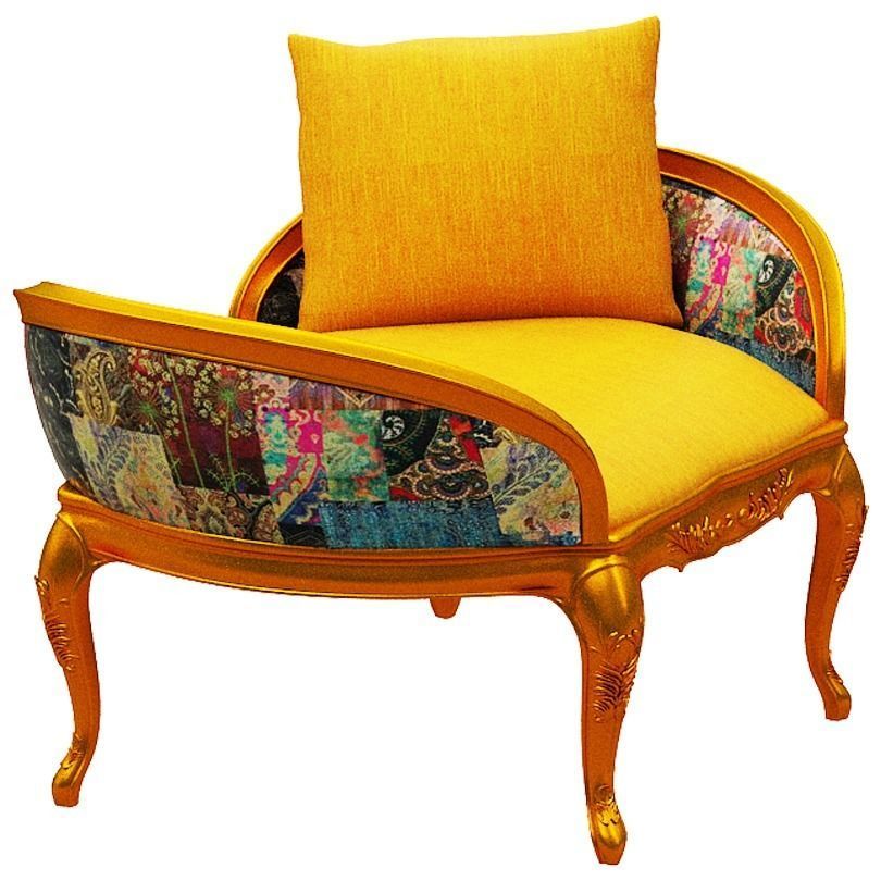 Classical sofa single seater Low-poly 3D model_4