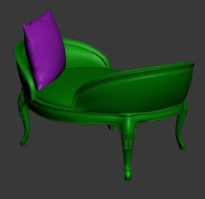 Classical sofa single seater Low-poly 3D model_11