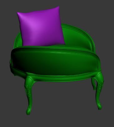Classical sofa single seater Low-poly 3D model_12