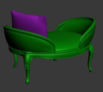 Classical sofa single seater Low-poly 3D model_8