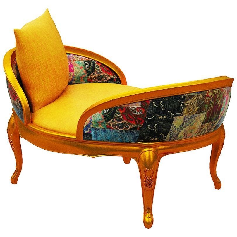 Classical sofa single seater Low-poly 3D model_3