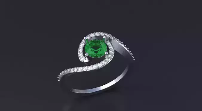 Ring with dimonds 3D print or CNC model